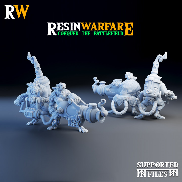 pesado armas equipe flamer técnica guerra resina brinquedos jogos tampo mesa personagens criaturas fantasia universo borda loja 3d rato 3dprinting masmorras Dragões d 9th 9thage rei verme hordas vorazes 3D print model - Mito3D