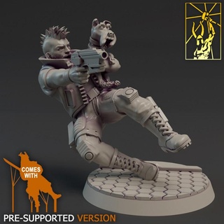 cyber forge anniversary mitch martin & angola dog titan miniatures Toys Games Tabletop Characters Creatures Sci-Fi Universe Board Store hero rpg sci-fi space character bladerunner puppy police york terier 3d print model - Mito3D