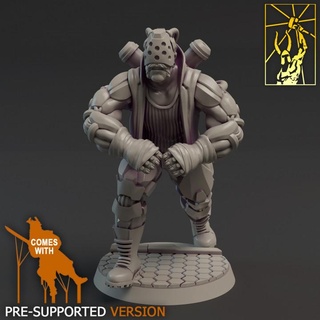 cyber forge anniversary pedro hogan titan miniatures Toys & Games Tabletop Characters Creatures Sci-Fi Universe Board Store hero rpg sci-fi hunter scifi bounty muscle wrestler wrestling superstar scum ganger showman 3d print model - Mito3D