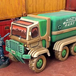 spazzatura camion 28mm tavolo terreno giocattoli Giochi personaggi creature Sci Fi universo tavola negozio fdm veicolo wargaming scifi cyberpunk 32mm 3d print model - Mito3D