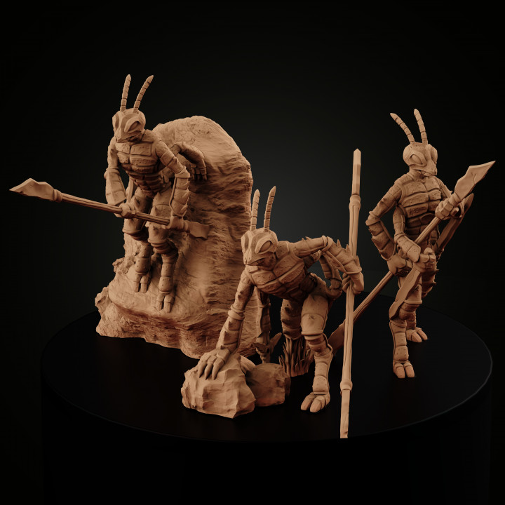 thri kreen miniforge juguetes juegos mesa caracteres criaturas fantasía universo tablero dragones mazmorras insecto monstruo guerrero dnd insectoideo 3D print model - Mito3D