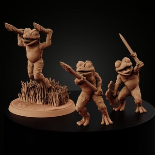 frogfolk imboscate miniforge giocattoli Giochi tavolo personaggi creature fantasia universo tavola rana rospo pugnali spadaccino lanciere 3d print model - Mito3D