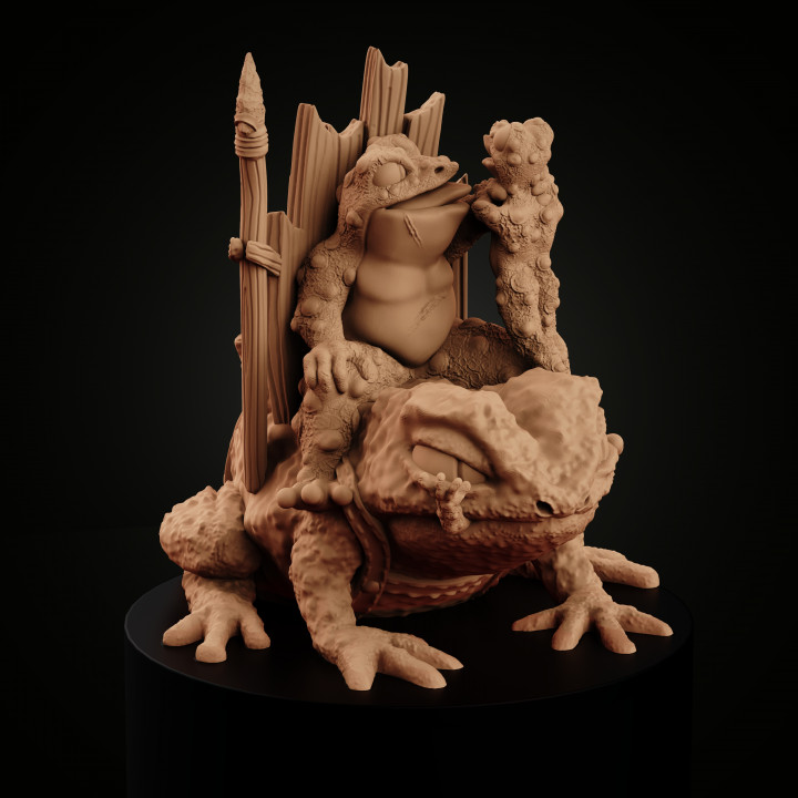 frogfolk king miniforge Toys & Games Tabletop Characters Creatures Fantasy Universe Board boss dragons dungeons giant monster royalty frog dnd toad 3D print model - Mito3D