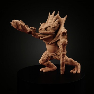 frogfolk shaman miniforge Toys & Games Tabletop Characters Creatures Fantasy Universe Board magic staff mage frog toad 3d print model - Mito3D