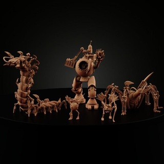 mecânico bestas completo coleção miniforge brinquedos jogos tampo mesa personagens criaturas Sci Fi universo borda dragões masmorras miniaturas conjunto dnd centopéia modron 3d print model - Mito3D