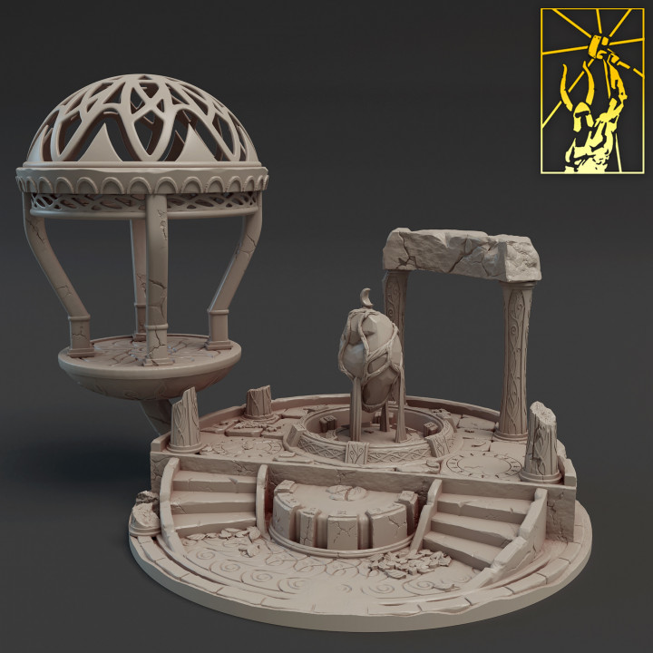 Mightborn elfos terreno titã forja miniaturas brinquedos jogos tampo mesa personagens criaturas fantasia universo borda loja 3D imprimível duende herói rpg pedra torre fonte escadas diorama jogo guerra cenário pilar 3D print model - Mito3D