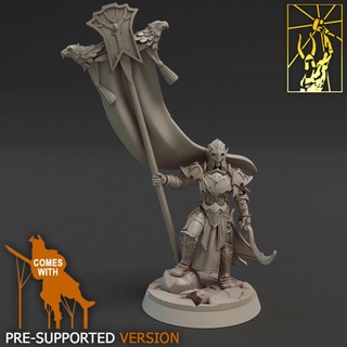 highborn elves exalted leader titan forge miniatures Toys & Games Tabletop Characters Creatures Fantasy Universe Board Store boss elf forest rpg sword warrior banner high noble wargame command 3d print model - Mito3D