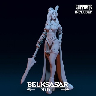paladin girl leader variant 2 belksasar 3dprint Toys & Games Tabletop Characters Creatures Fantasy Universe Board armor beautiful board detailed dress fantasy female realistic spear woman guardian boardgames 28mm dnd skirt 32mm powerfull 3d print model - Mito3D