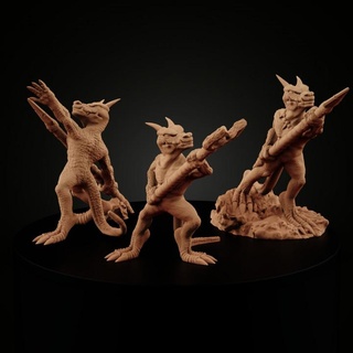 kobold warriors miniforge Toys & Games Tabletop Characters Creatures Fantasy Universe Board dragons dungeons reptile underground dnd 3d print model - Mito3D