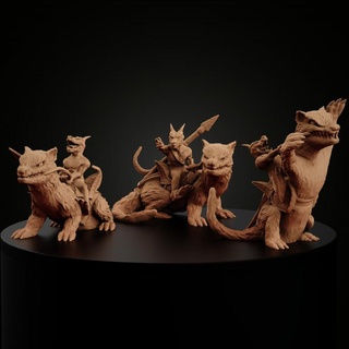 dire weasel kobold riders miniforge Toys & Games Tabletop Characters Creatures Fantasy Universe Board dragons dungeons reptile dnd 3d print model - Mito3D
