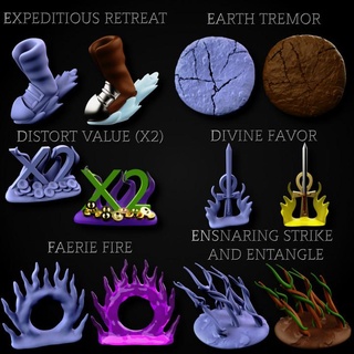 level 1 spells collection 5 miniforge Toys & Games Tabletop accessories Characters Creatures Fantasy Universe Board fire magic earth strike spell dnd effects divine retreat value faerie favor distort expeditious tremor ensnaring entangle 3d print model - Mito3D