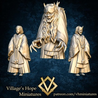 noh miko mask oni demon village's hope miniatures Toys & Games Tabletop Characters Creatures Fantasy Universe Board Store japan japanese rpg miniature minis asian dnd ttrpg trpg 3d print model - Mito3D