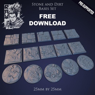 stone dirt bases - free download hector moran Toys & Games Tabletop accessories Board fantasy mini miniatures base dungeonsanddragons minis dnd 35mm dirtbase stonebase 3d print model - Mito3D
