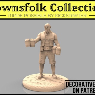 half orc bartender mia kay Toys & Games Tabletop Characters Creatures Fantasy Universe Board dragons dungeons fantasy game gaming mini rpg miniature tabletop dnd townsfolk 3d print model - Mito3D