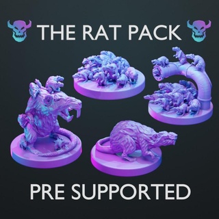 rat pack - pre supported tom's twisted tavern Toys & Games Tabletop Characters Creatures Fantasy Universe Board beast fantasy lion companion miniature mouse tabletop summon jaws bundle frost sewer gloomhaven 5e rats ally frosthaven gloom 3d print model - Mito3D