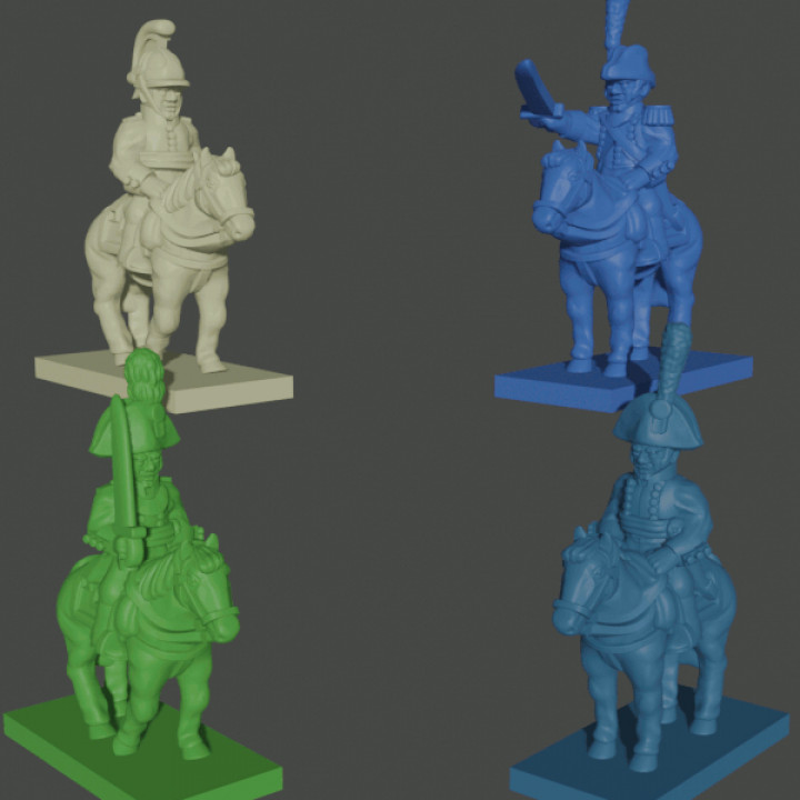 6-15mm mounted napoleonic officers 4-pack france austria russia prussia henry turner Toys & Games Education History Board Tabletop Store black epic horse europe napoleon cavalry command 6mm 10mm 15mm powder officer asunder 3D print model - Mito3D