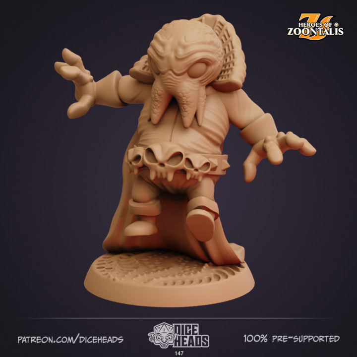 mindflayer pre supported inclus dé têtes dnd mindflayer présupporté pre supported 3D print model - Mito3D