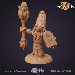 mole rock priest pre-supported included dice heads Toys & Games Tabletop Characters Creatures Fantasy Universe Board d&d dnd presupported preist 3d print model - Mito3D