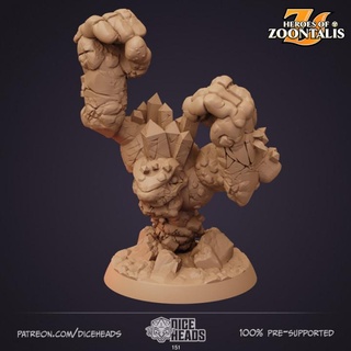 earth elemental pre-supported included dice heads Toys & Games Tabletop Characters Creatures Fantasy Universe Board d&d dnd presupported 3d print model - Mito3D