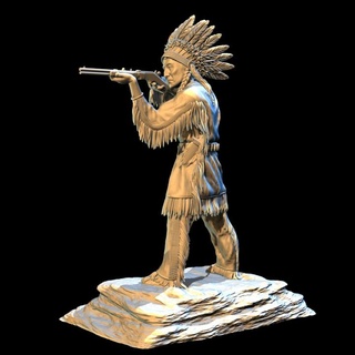 yerli Amerikan şef tüfek Dustin Hoffmann taramak dünya kuzeyinde Amerika Hintli kovboy vahşi Batı ölüm 3d print model - Mito3D
