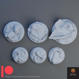 round bases - water free sample romain dewaest Tabletop accessories 40k terrain warhammer rock miniature land boardgame tabletop dnd sigmar 3d print model - Mito3D