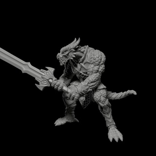 dragonborn paladin combattant barbare 2 handed épée Greg kourakos jouets Jeux table personnages créatures fantaisie univers planche boutique dnd givre two 3d print model - Mito3D