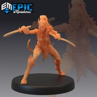 werejaguar lady dagger catfolk panther jungle encounter female cat puma epic-miniatures Toys & Games Tabletop Characters Creatures Fantasy Universe Board Store fantasy girl medieval monster rpg warhammer woman sla enemy tabletop dungeon dnd pathfinder npc pre-supported supported pre 3d print model - Mito3D