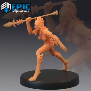 werejaguar lady spear catfolk panther jungle encounter female cat puma epic-miniatures Toys & Games Tabletop Characters Creatures Fantasy Universe Board Store fantasy girl medieval monster rpg warhammer woman sla enemy tabletop dungeon dnd pathfinder npc pre-supported supported pre 3d print model - Mito3D