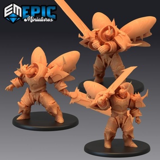 beetle knight set insectoid warrior armored insect hero epic-miniatures Toys & Games Tabletop Characters Creatures Fantasy Universe Board Store fantasy medieval monster rpg warhammer sla enemy tabletop dungeon dnd pathfinder npc pre-supported supported pre 3d print model - Mito3D