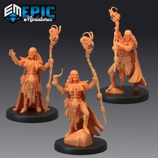 cannibal tribe shaman set jungle druid masked evil sorcerer epic-miniatures Toys & Games Tabletop Characters Creatures Fantasy Universe Board Store fantasy mask medieval monster rpg skull warhammer sla staff enemy tabletop dungeon dnd pathfinder native npc voodoo pre-supported supported pre 3d print model - Mito3D