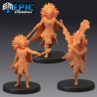 eagle warrior set aztec war hero jungle encounter epic-miniatures Toys & Games Tabletop Characters Creatures Fantasy Universe Board Store fantasy medieval monster rpg spear warhammer sla enemy maya tabletop dungeon dnd inca pathfinder native npc pre-supported supported pre 3d print model - Mito3D