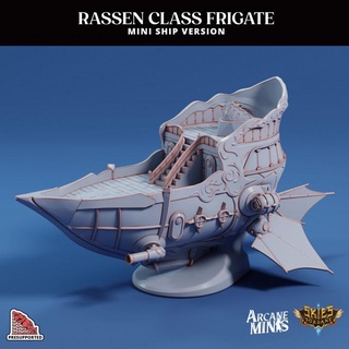 rassen assault frigate - mini ship arcane minis Toys & Games Tabletop Characters Creatures Fantasy Universe Vehicles Machines Board 3D Printable Terrain dragon dragons dungeons roleplay rpg steampunk crystal flying dungeon fins flight d&d pirates dnd cannons 5e presupported pre-supported arcanapunk magipunk magitech sordane supported skies sordalite thrusters mini-ship carren 3d print model - Mito3D