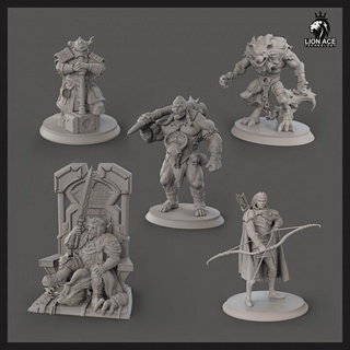 coleção leoa brinquedos jogos tampo mesa personagens criaturas fantasia universo borda arqueiro duende rei Lobo anão 3d print model - Mito3D