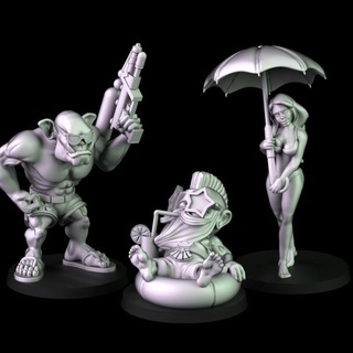 pool party crosslances Toys & Games Tabletop Characters Creatures Sci-Fi Universe Board Store beach cartoon fun funny girl orc sea summer miniature hot league dwarf umbrella legends side presupported 3d print model - Mito3D