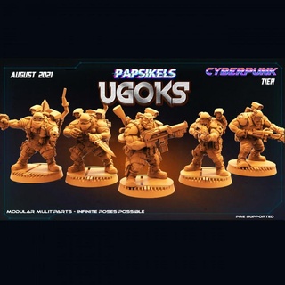ugoks august 2021 full release papsikels miniatures Toys & Games Tabletop Characters Creatures Sci-Fi Universe Board Store orc forces special gunners troopers 3d print model - Mito3D