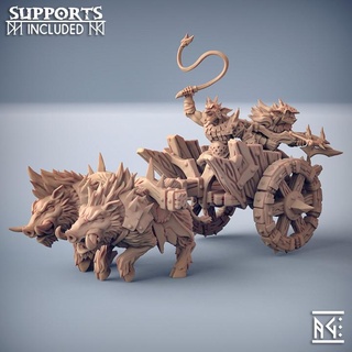 blackrazor chariot & troops - hobgoblin terrain piece artisan guild Store dragons dungeons fantasy goblin rpg miniature tabletop supports cart wargame dnd beasts ttrpg presupported supported 3d print model - Mito3D