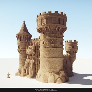 Sombrio castelo maravilha mundos tampo mesa personagens criaturas fantasia universo 3D imprimível terreno martelo guerra 28mm dnd cenário Mordheim motu Drennheim code2 maravilhosos 3d print model - Mito3D