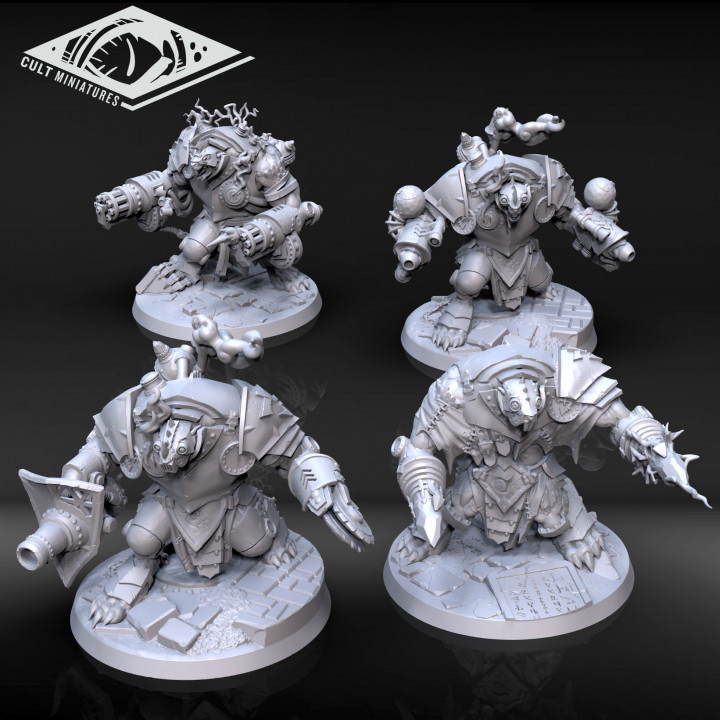 ratfolk mutante mech rats culto miniature giocattoli Giochi tavolo personaggi creature fantasia universo tavola negozio mostro warhammer steampunk tempesta età demone orco ordito d sigmar ratti parassiti 3D print model - Mito3D