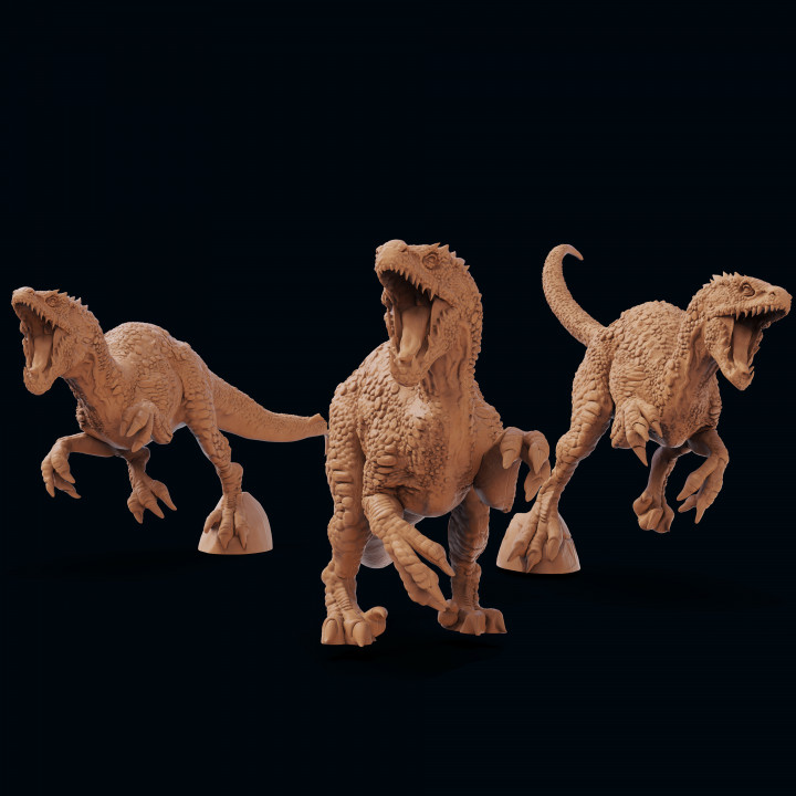 Raptors Yazdır minis oyuncaklar oyunlar masaüstü karakterler yaratıklar fantezi Evren yazı tahtası mağaza Dinozor kertenkele velociraptor Raptor 3D print model - Mito3D