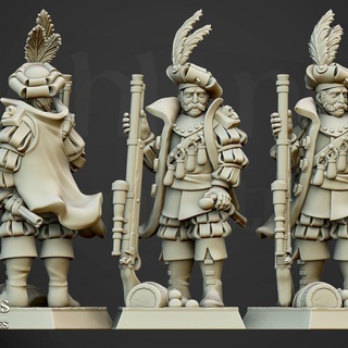 otto von schrute - august 2021 patreon exclusive highlands miniatures Toys & Games Tabletop Characters Creatures Fantasy Universe Board Store fantasy long sniper renaissance shooter imperial empire 9thage gunpowder arquebusier longshooter 3d print model - Mito3D