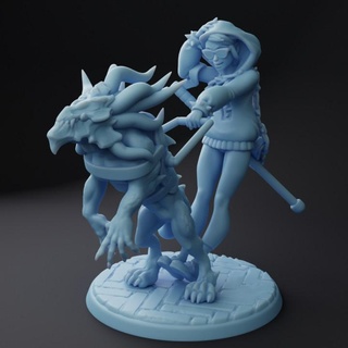 Kelsey aveugle démoniste double déesse miniatures table personnages créatures fantaisie univers démon créature mignonne chien femelle fille chasseur guider mal ranger tome 3d print model - Mito3D