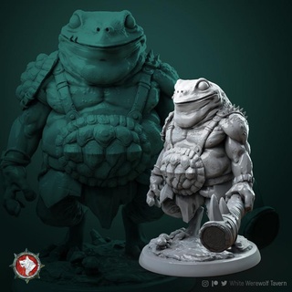 froggl jaggernaut 32mm pre-supported white werewolf tavern Toys & Games Tabletop Characters Creatures Fantasy Universe Board Store creature game monster race boardgame tabletop frog wargame dnd pathfinder 32 ttrpg dndcreature 3d print model - Mito3D