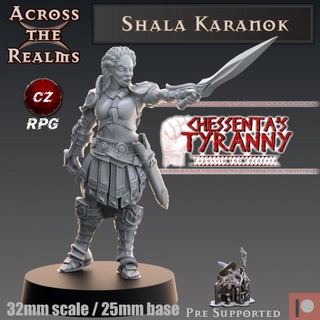 shala karanok across realms Toys & Games Tabletop Characters Creatures Fantasy Universe Board Store female fighter gaming miniatures rpg warrior tabletop dnd 5e chessenta 3d print model - Mito3D