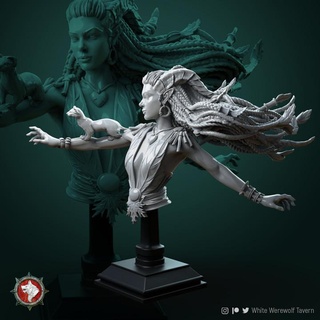 lesika bust pre-supported white werewolf tavern Toys & Games Tabletop Characters Creatures Fantasy Universe Board Store Fan Art Busts game rpg tabletop dnd ttrpg busts dndcharacter 3d print model - Mito3D