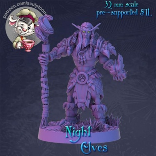 druid night elf male calm posed - 32mm scale printable miniature sculptooner Tabletop Characters & Creatures Fantasy Universe fantasy warcraft boardgame wargame dnd 3d print model - Mito3D