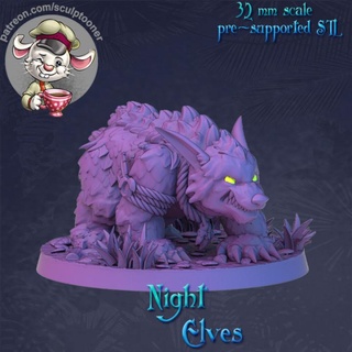ayı gece elf 32mm ölçek yazdırılabilir minyatür heykeltıraş masaüstü karakterler yaratıklar fantezi Evren Warcraft masa oyunu savaş dnd Druid 3d print model - Mito3D
