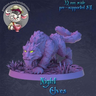 tiger night elf - 32mm scale printable miniature sculptooner Tabletop Characters & Creatures Fantasy Universe warcraft 3d print model - Mito3D
