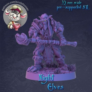 Druid gece elf erkek saldırı poz 32mm ölçek yazdırılabilir minyatür heykeltıraş masaüstü karakterler yaratıklar fantezi Evren Warcraft masa oyunu savaş dnd 3d print model - Mito3D