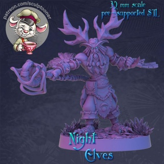 fırtına gece elf saldırı poz 32mm ölçek yazdırılabilir minyatür heykeltıraş masaüstü karakterler yaratıklar fantezi Evren Warcraft masa oyunu savaş dnd Druid nigelf 3d print model - Mito3D