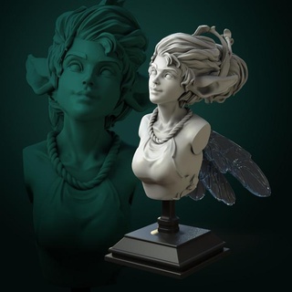 pixie bust pre-supported white werewolf tavern Toys & Games Tabletop Characters Creatures Fantasy Universe Board Store Fan Art Busts female tabletop busts 3d print model - Mito3D